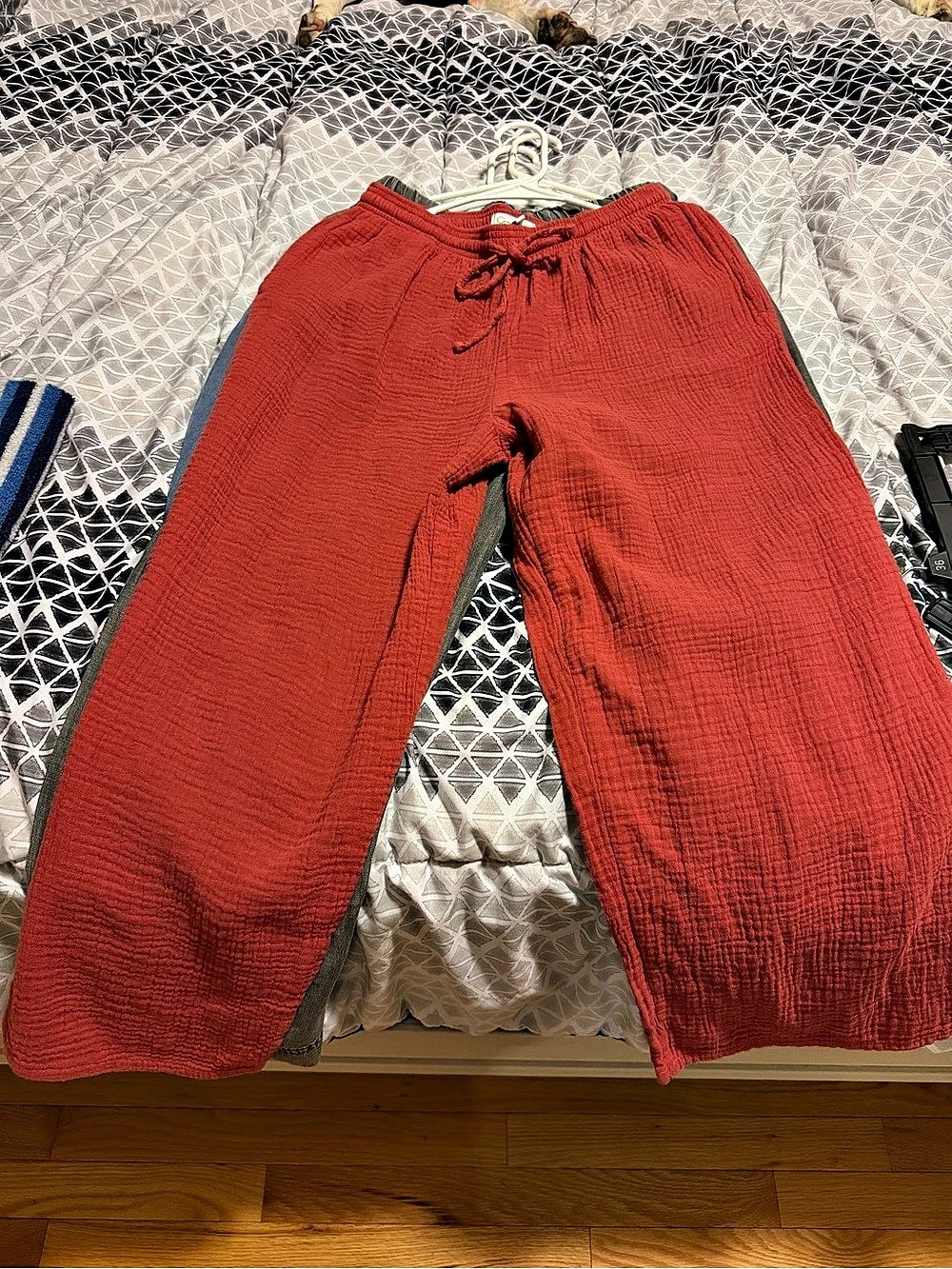 Wide Leg Pants in coral & Blue & Grey size small